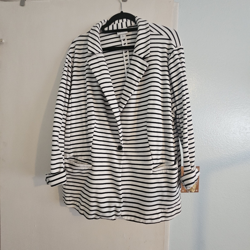 Black And White Striped Blazer